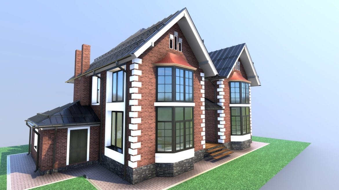 three level residence project modern 3d model