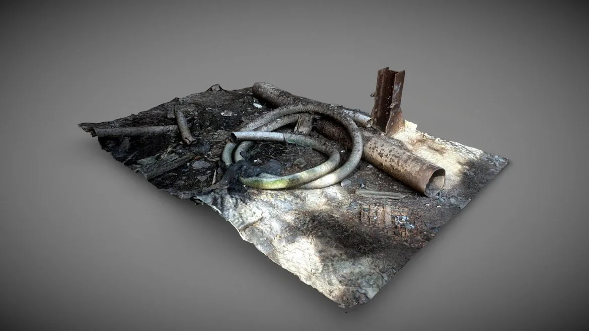 trash pile of pipe 3d model