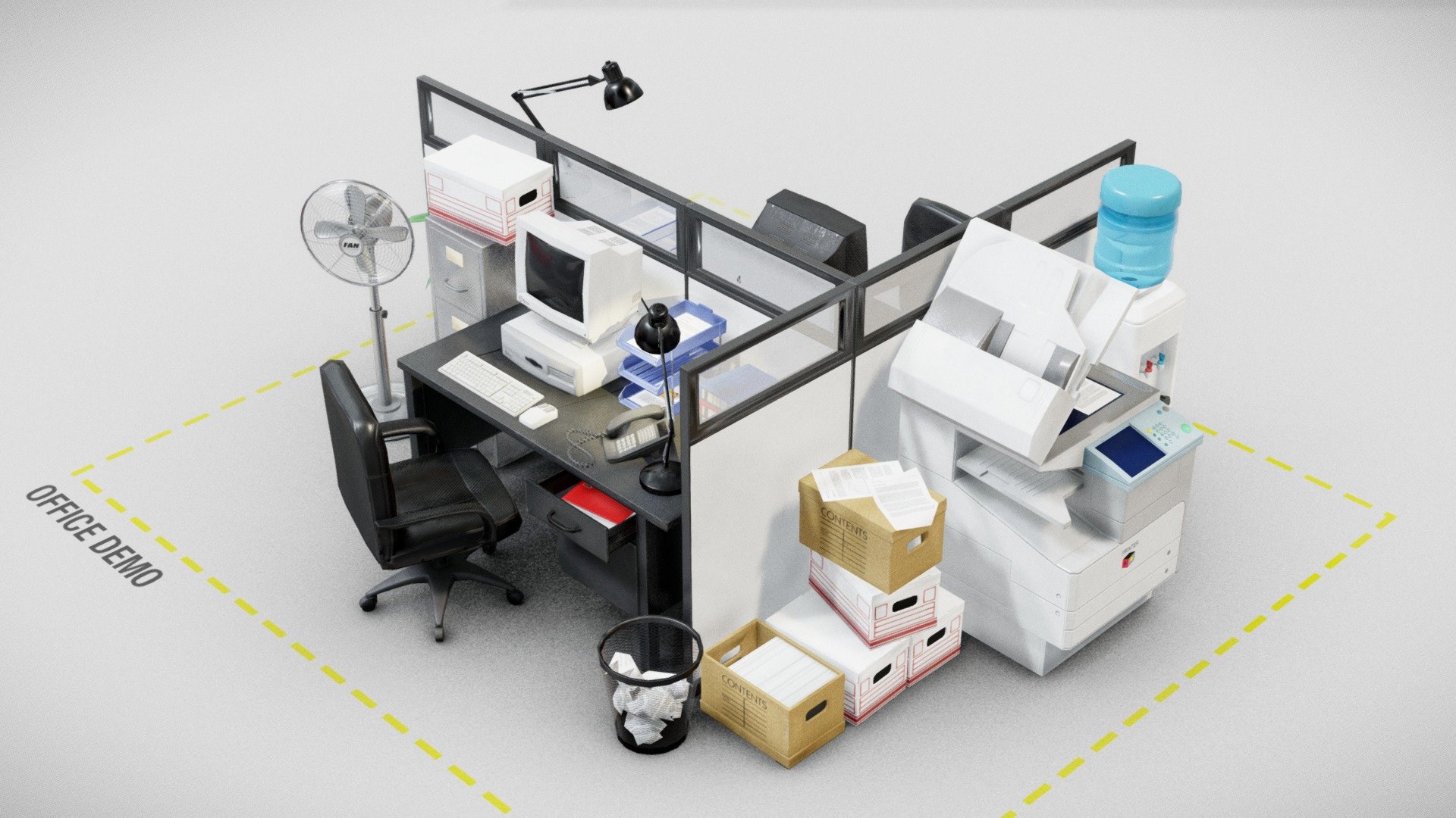 90’s office low poly asset – Store pack