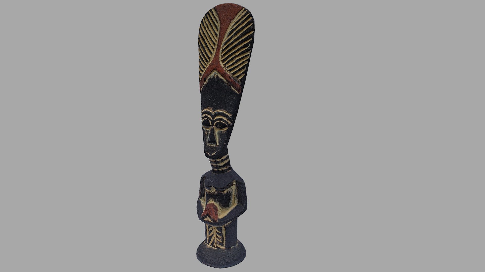 African totem – statue low poly 3D model