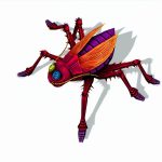animated funny cartoon crazy insect roach 3d model