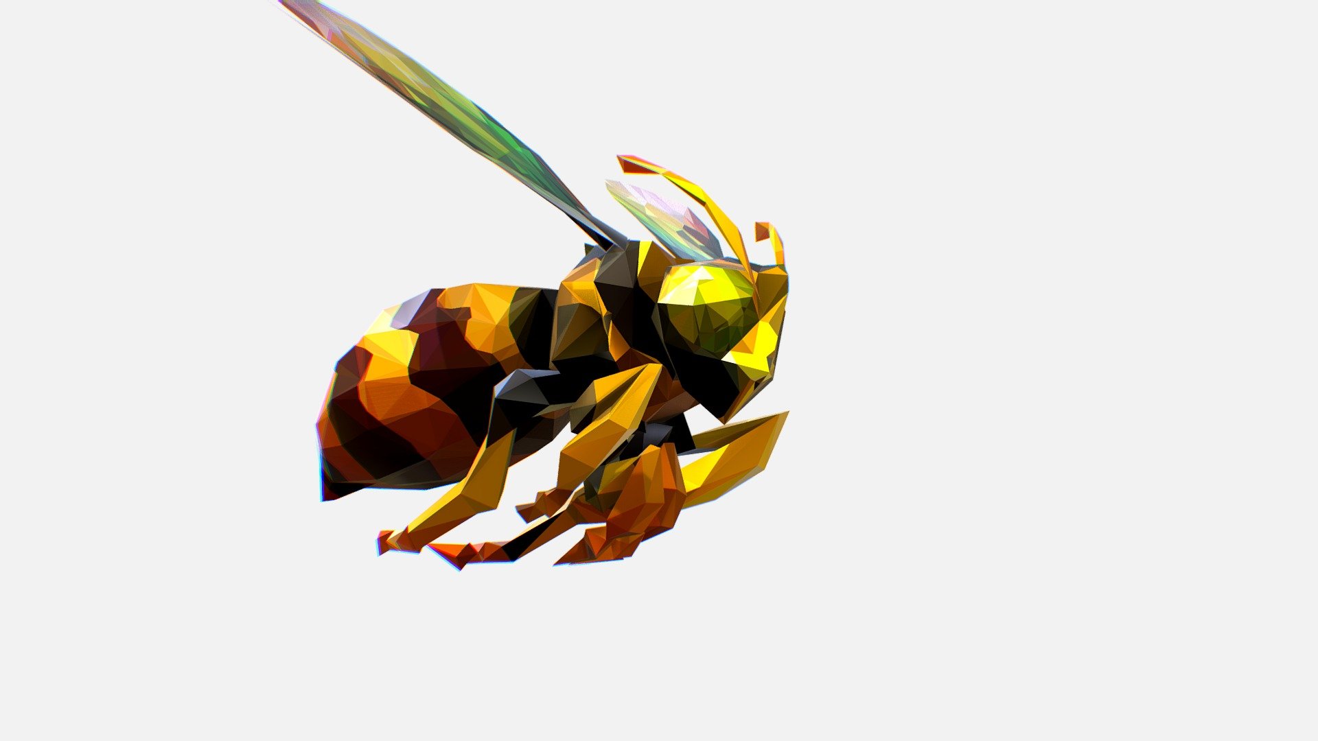 Animated Low Poly Art HoneyBee - deep3dsea