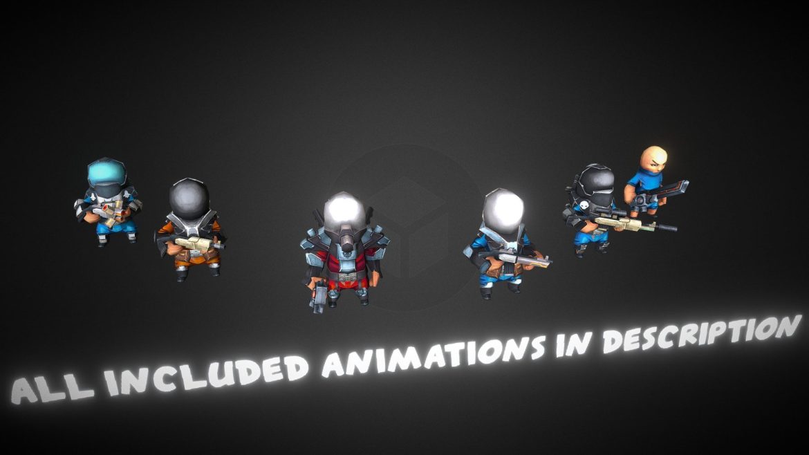 animated space man set 3d model