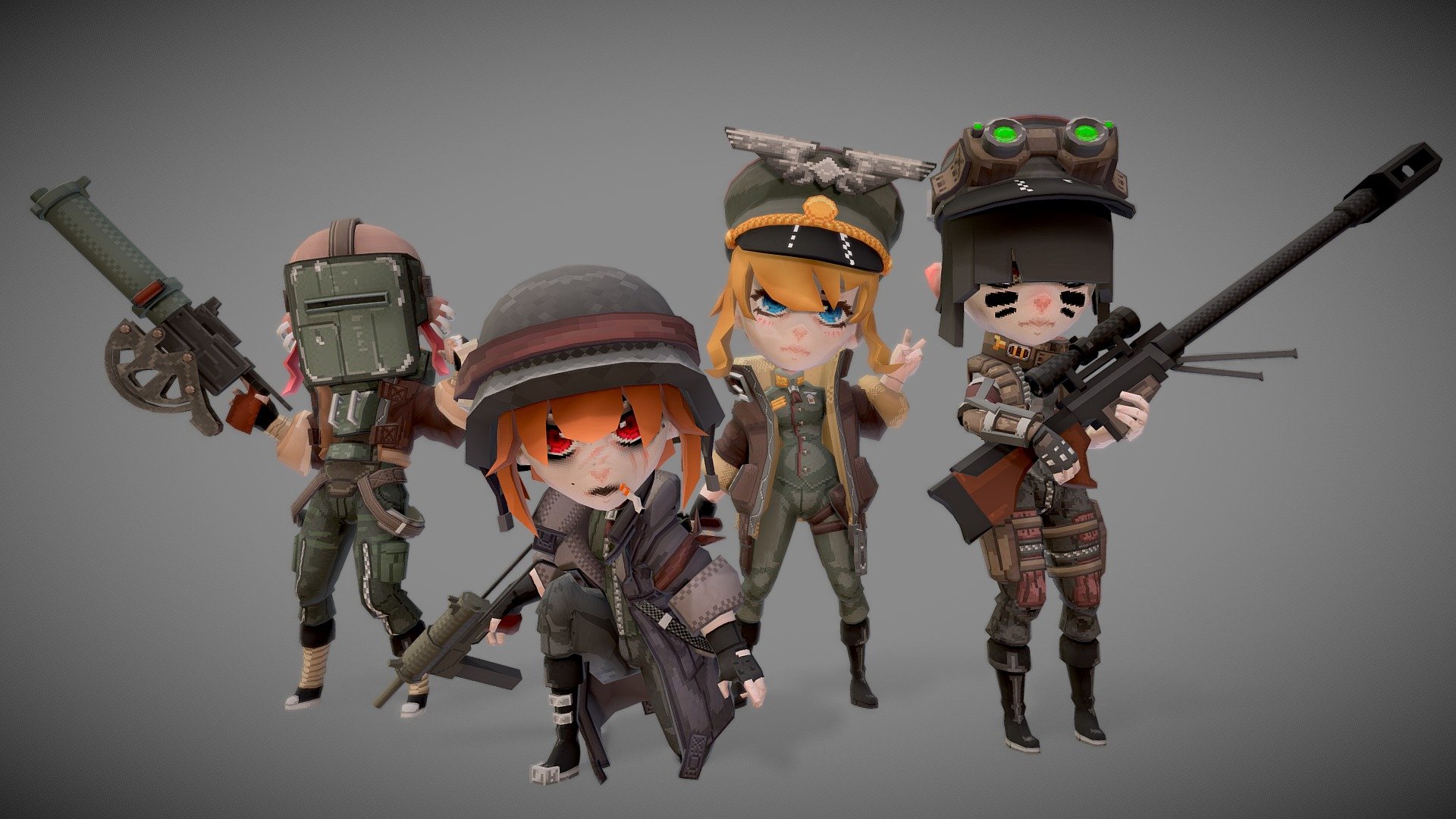 Anime Girl Military Squad - deep3dsea