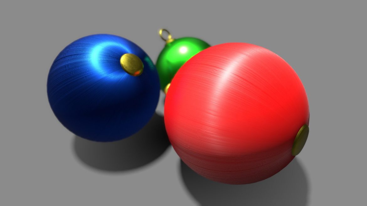 anisotropic material demo christmas baubles 3d model