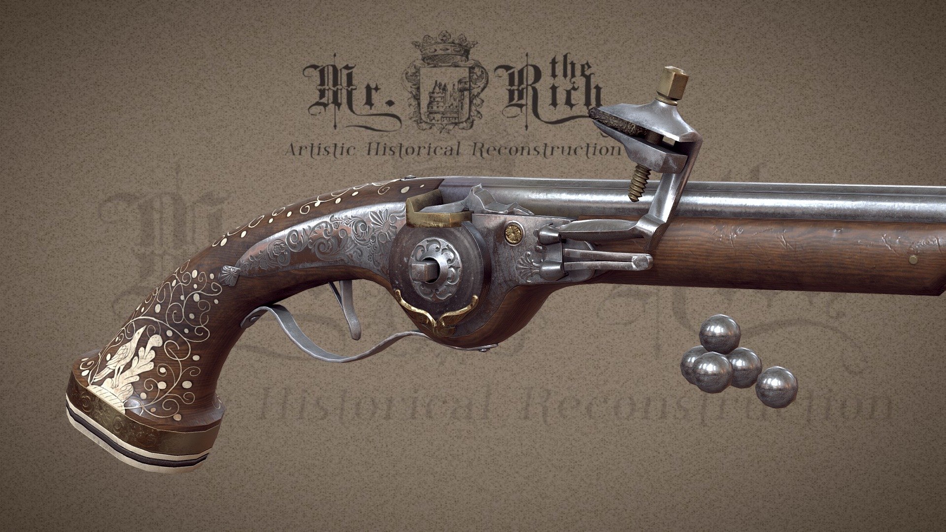 Authentic 17th Century Wheellock Pistol