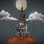 Halloween Autumn Old House Cartoon style