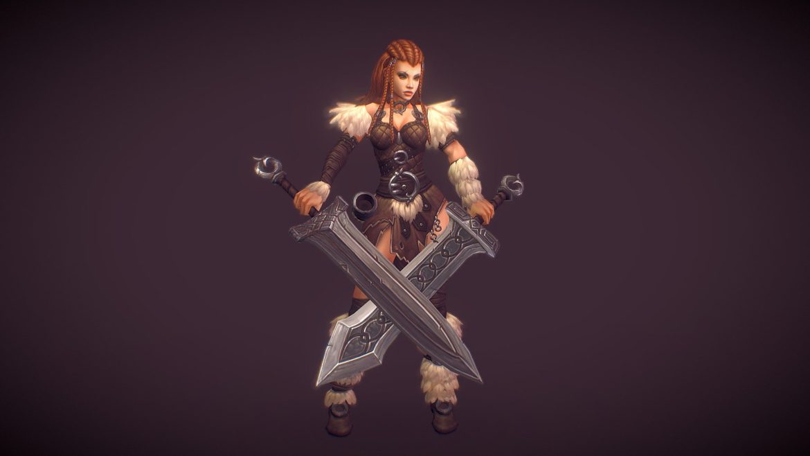 barbarian girl 3d model