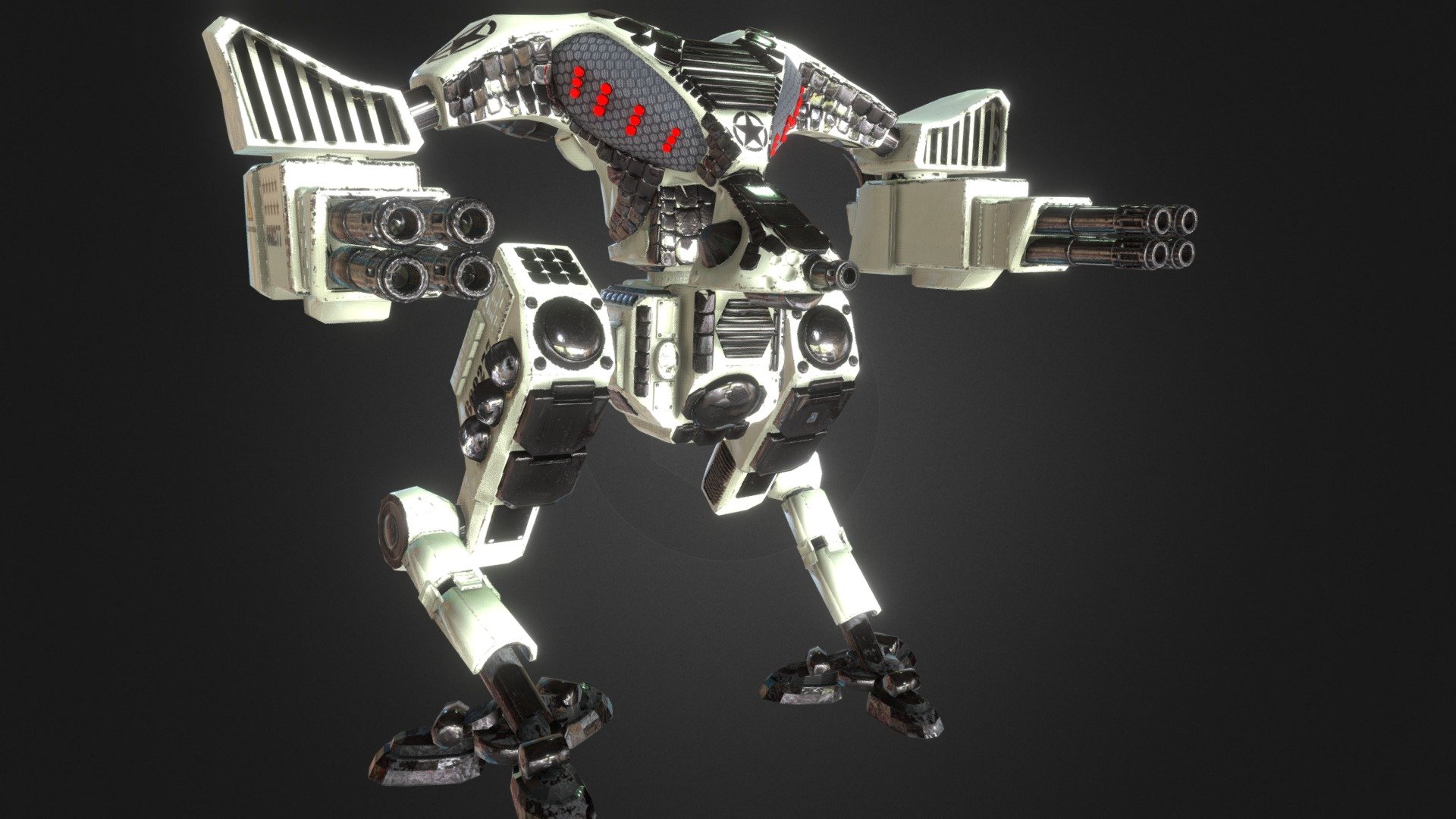 Battle mech game ready rigged animated asset