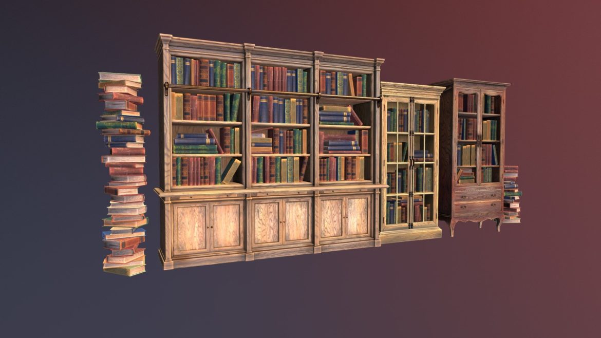 bookcases and books 3d model