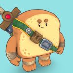 Bread Warrior 3d Model - Bread Warrior 3D model character, stylized fantasy bread warrior with shield and sword, game asset