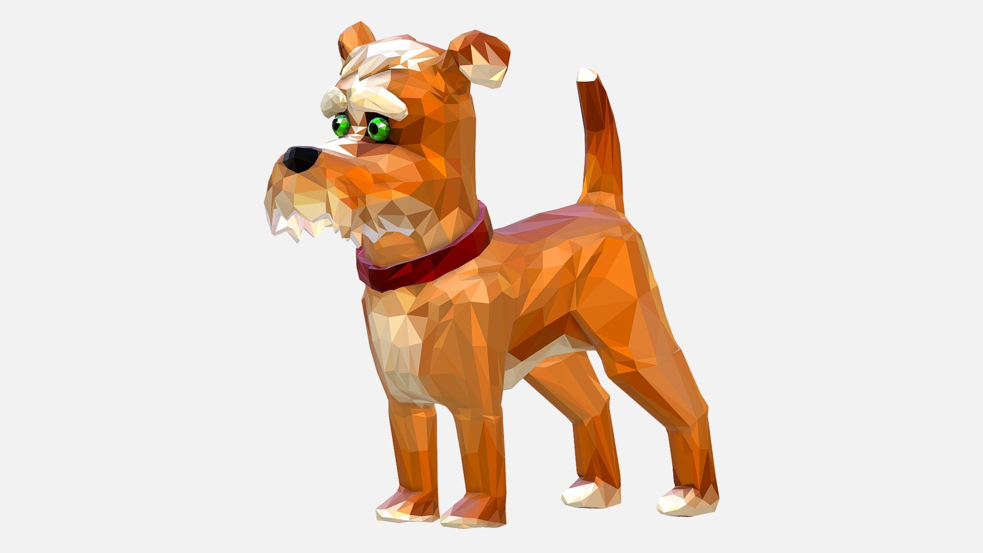 Cartoon Dog Low Polygon Art Farm Animal