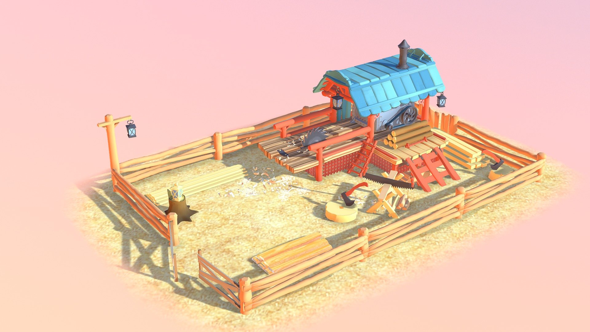 Cartoon Sawmill