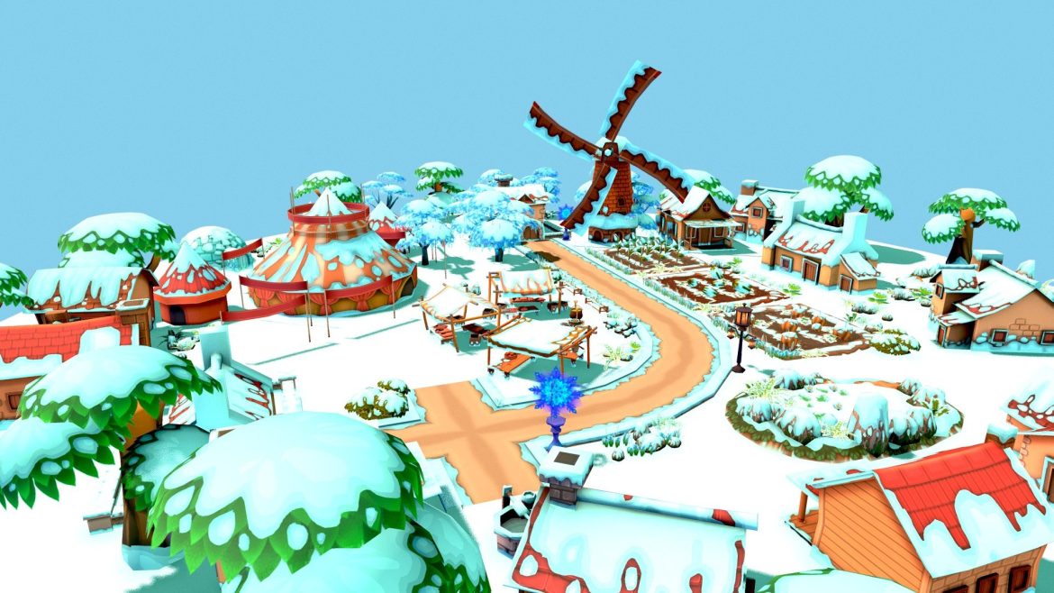 cartoon winter farm 3d model