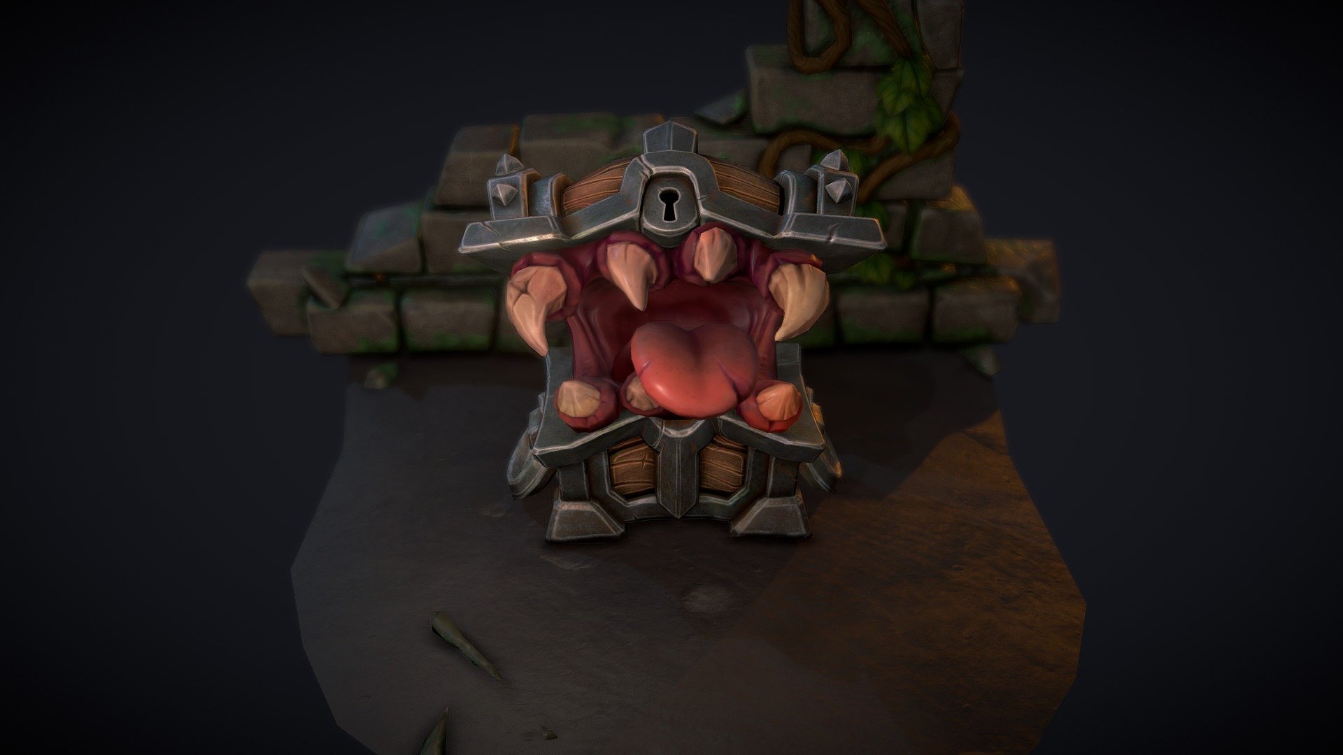 Chest mimic monster for game (Animated)