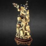 Chinese Carved Polychrome Ivory Figures