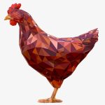 Christmas Chicken Redhead Low Polygon Art Bird