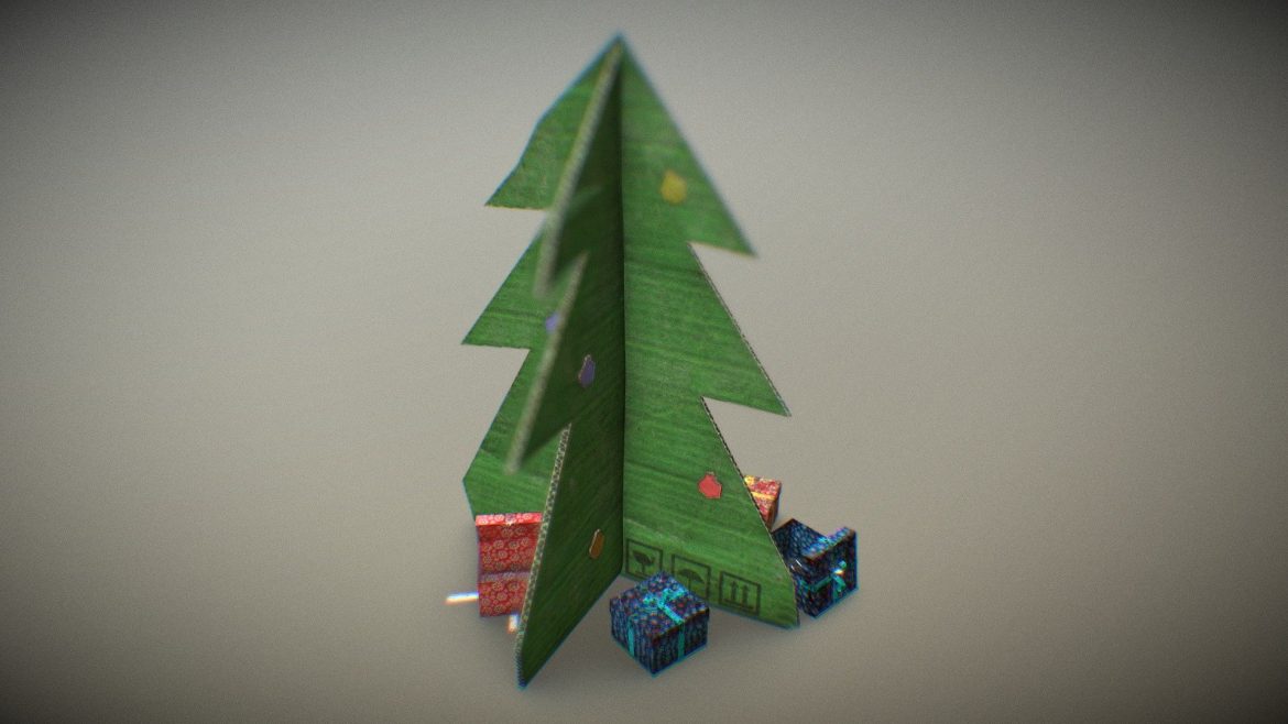 christmas tree and gifts 3d model