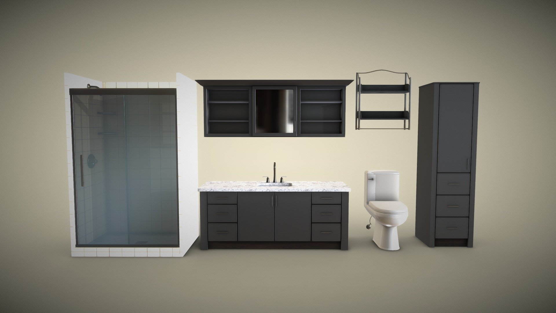 Dark Modern Bathroom Set