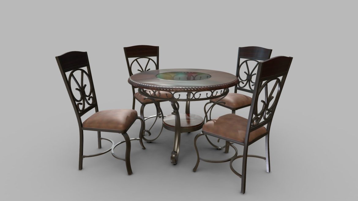 dining table and chair set 3d model