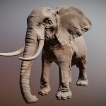 Printable Elephant 3d Model - Detailed 3D printable sculpture of an elephant created in ZBrush, ready for FDM or resin printing in OBJ and STL formats.