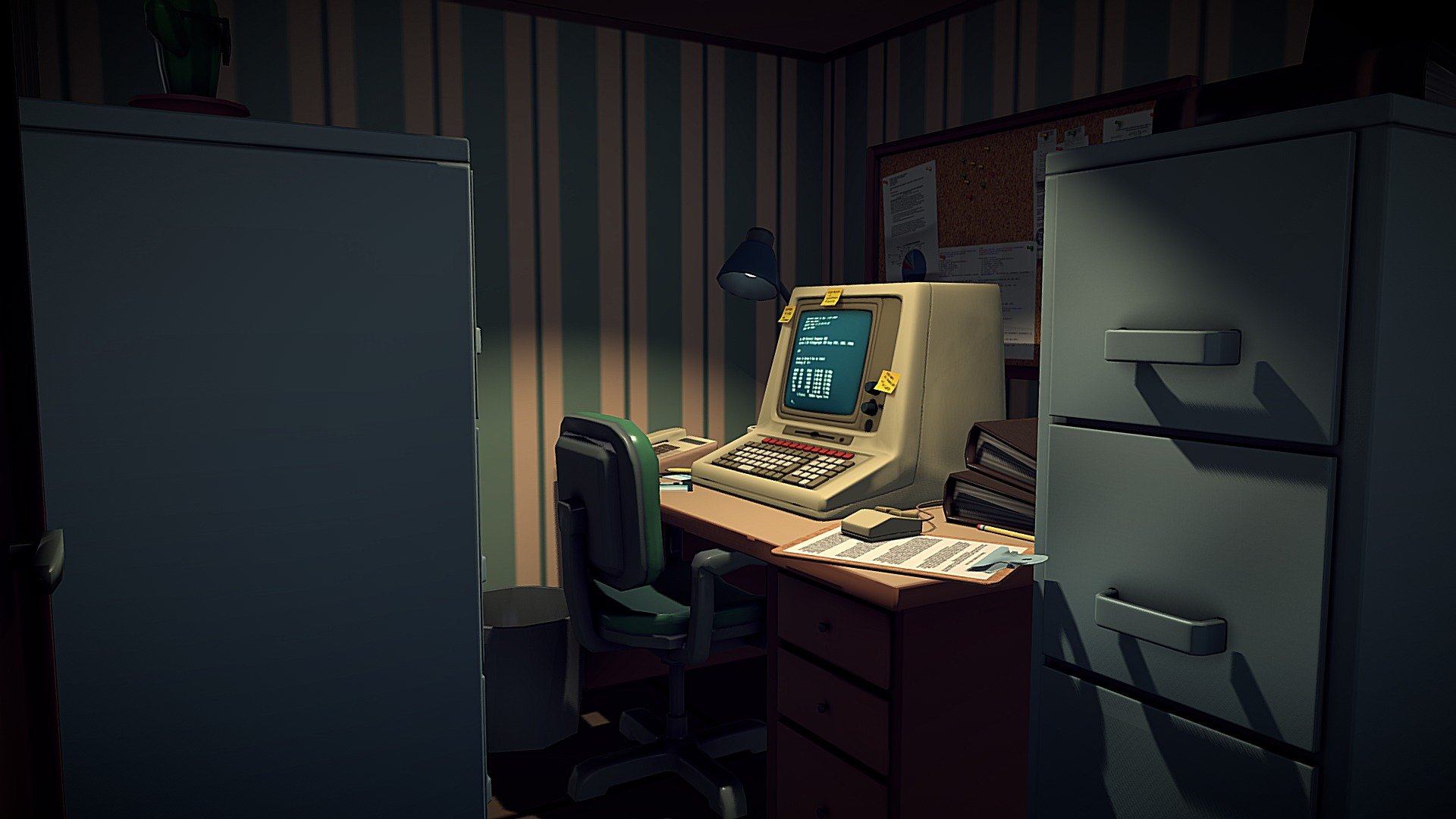 Faces Rendering Demo: Sad Office Room