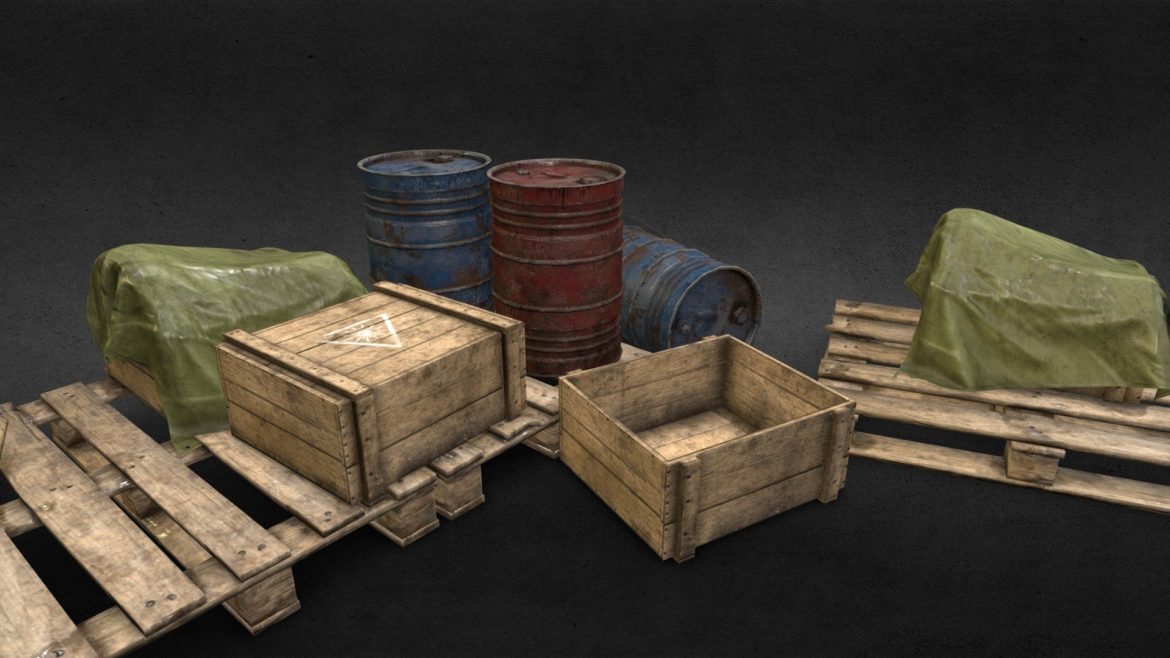 factory equipment assets low poly 3d model