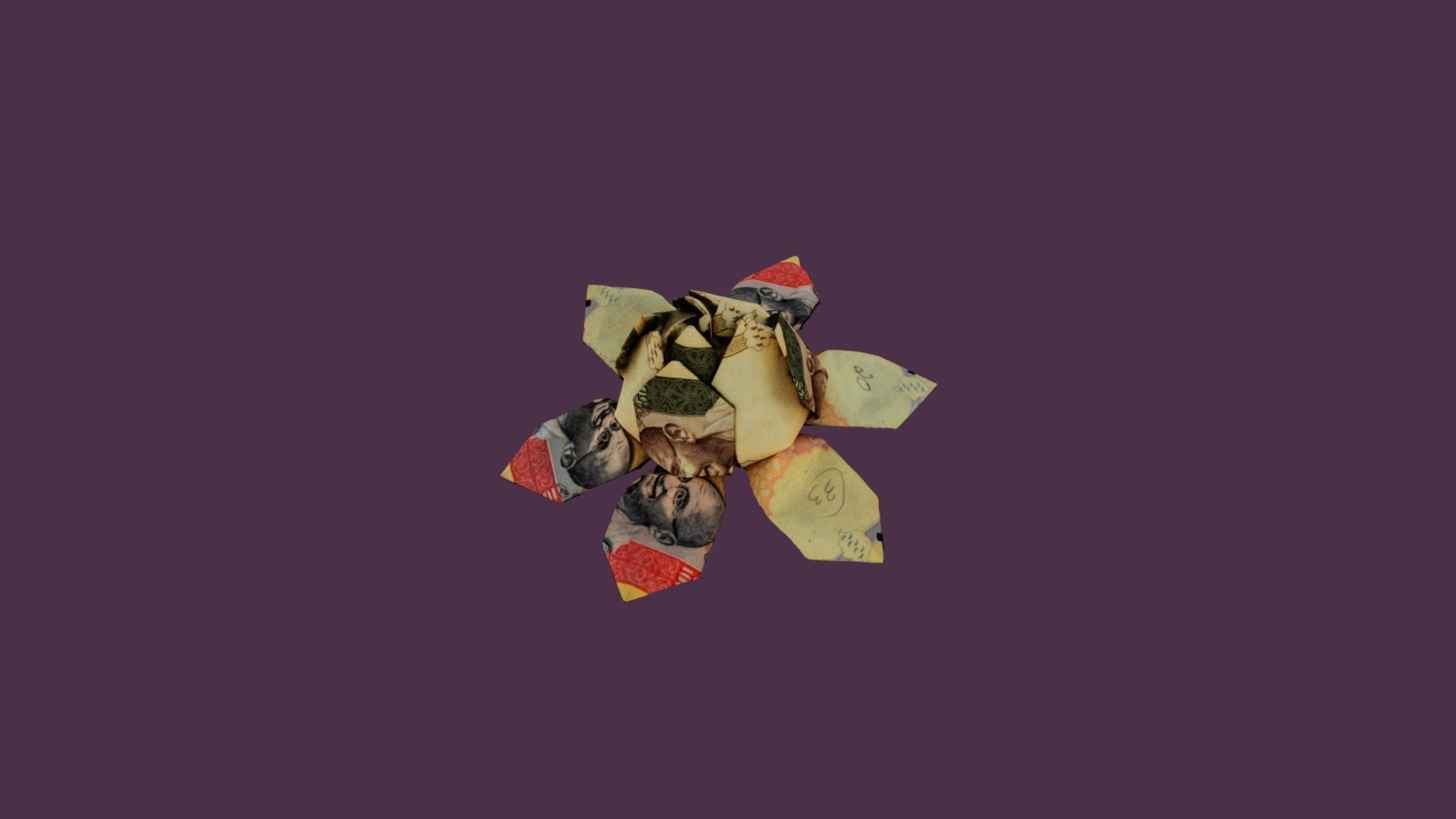 Flower folded from Indian rupees.