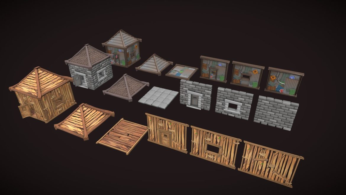 fortnite inspired stylized assets set 3d model