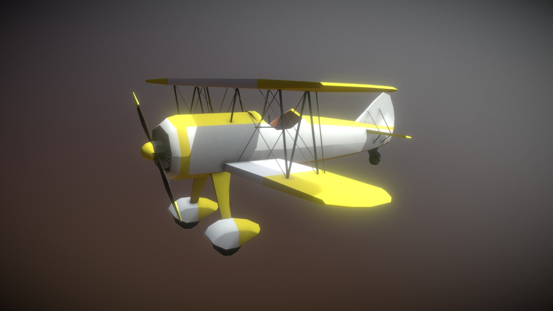 Game Ready Aeroplane Yellow Low Poly