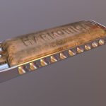 Game Ready Harmonica Metallic Low Poly