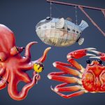 game ready japanese sea creatures signs pack 3d model