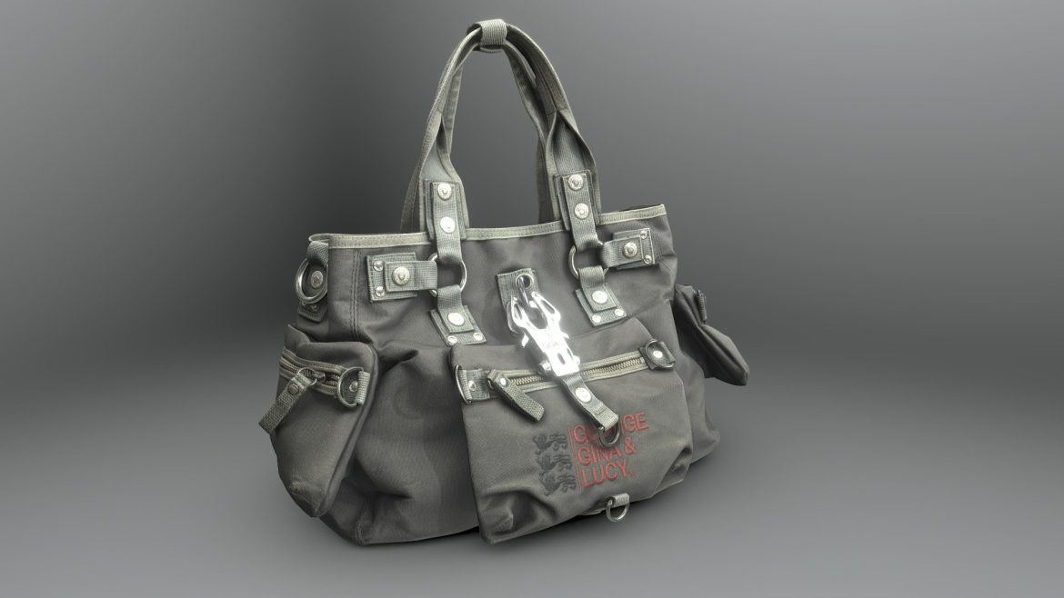 George Gina Lucy 3d Model - Highly detailed 3D scan of a George Gina and Lucy handbag with industrial metal hardware and weathered fabric textures.