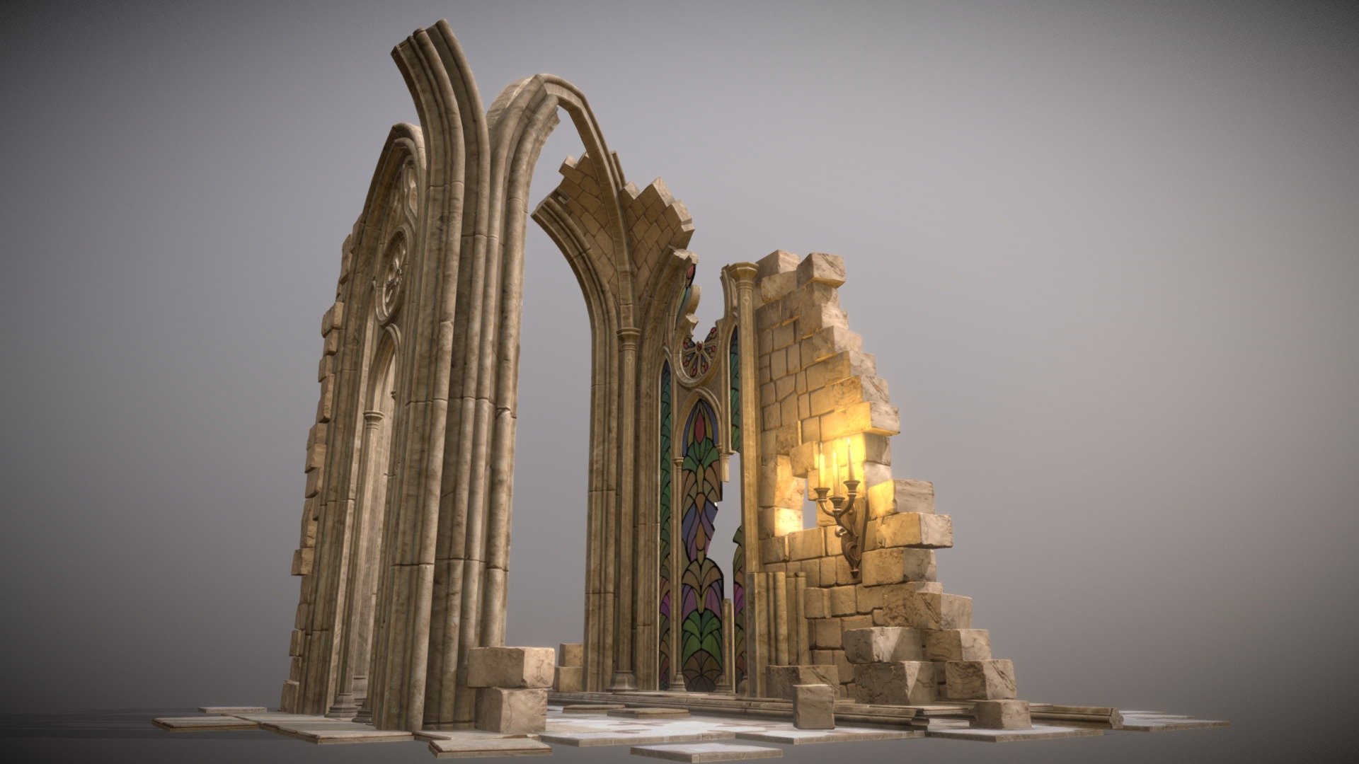 Gothic tracery ruins