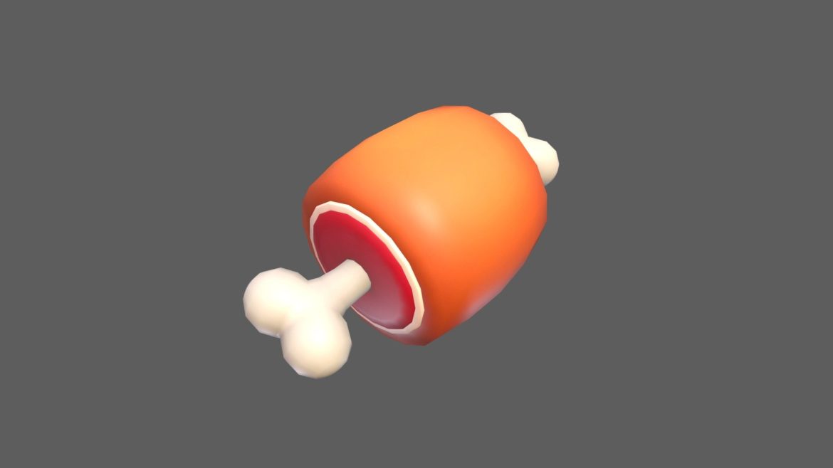 Cartoon Ham 3d Model - Stylized cartoon ham 3D model with bone, perfect for game assets, food props, or visual projects.