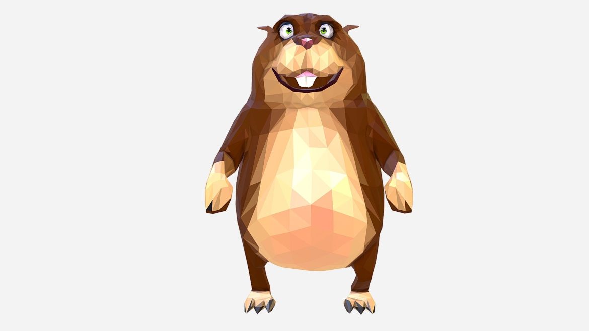 hamster cartoon low polygon art farm animal 3d model