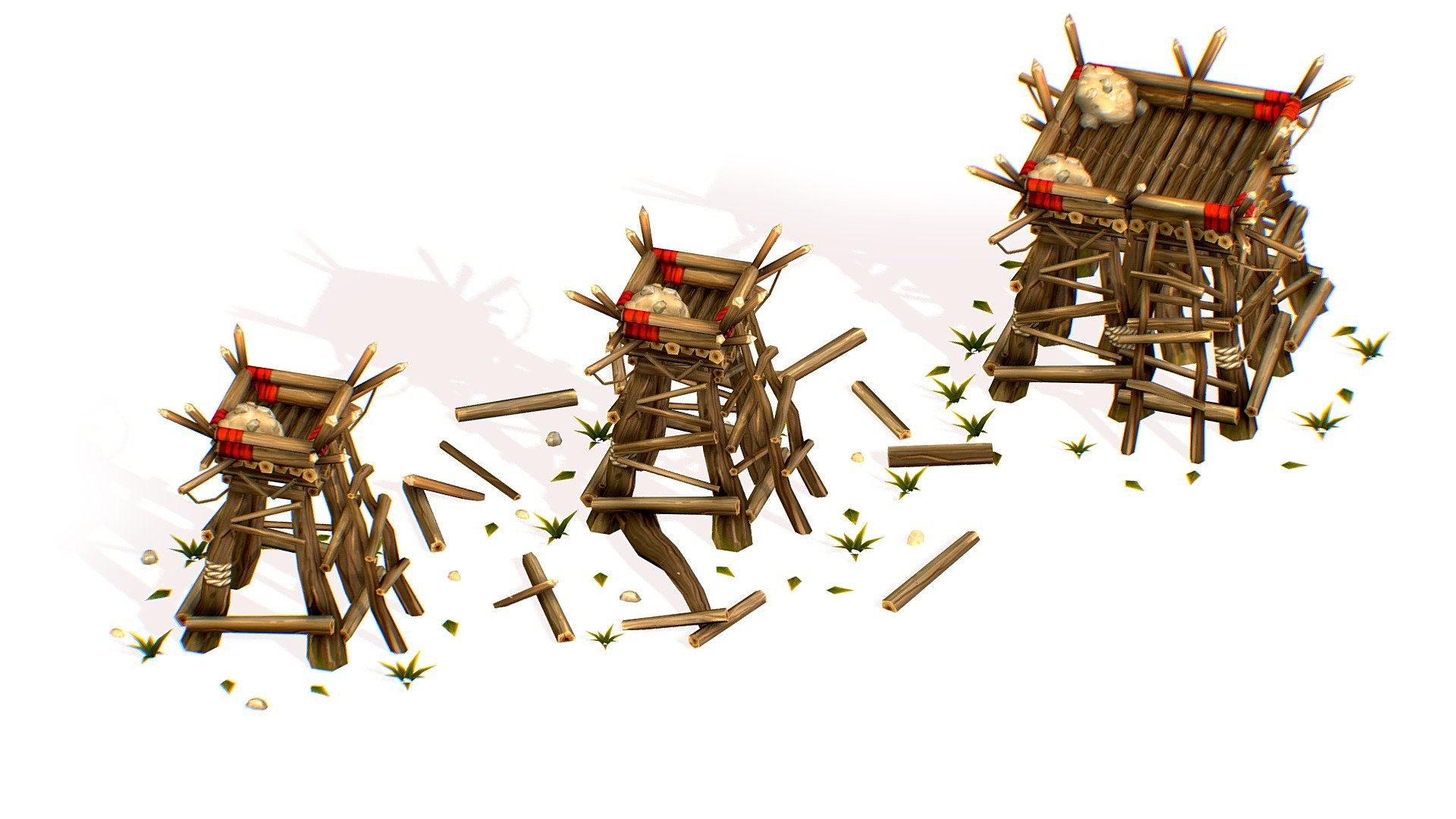 Handpaint Cartoon Wooden Building Bastion model