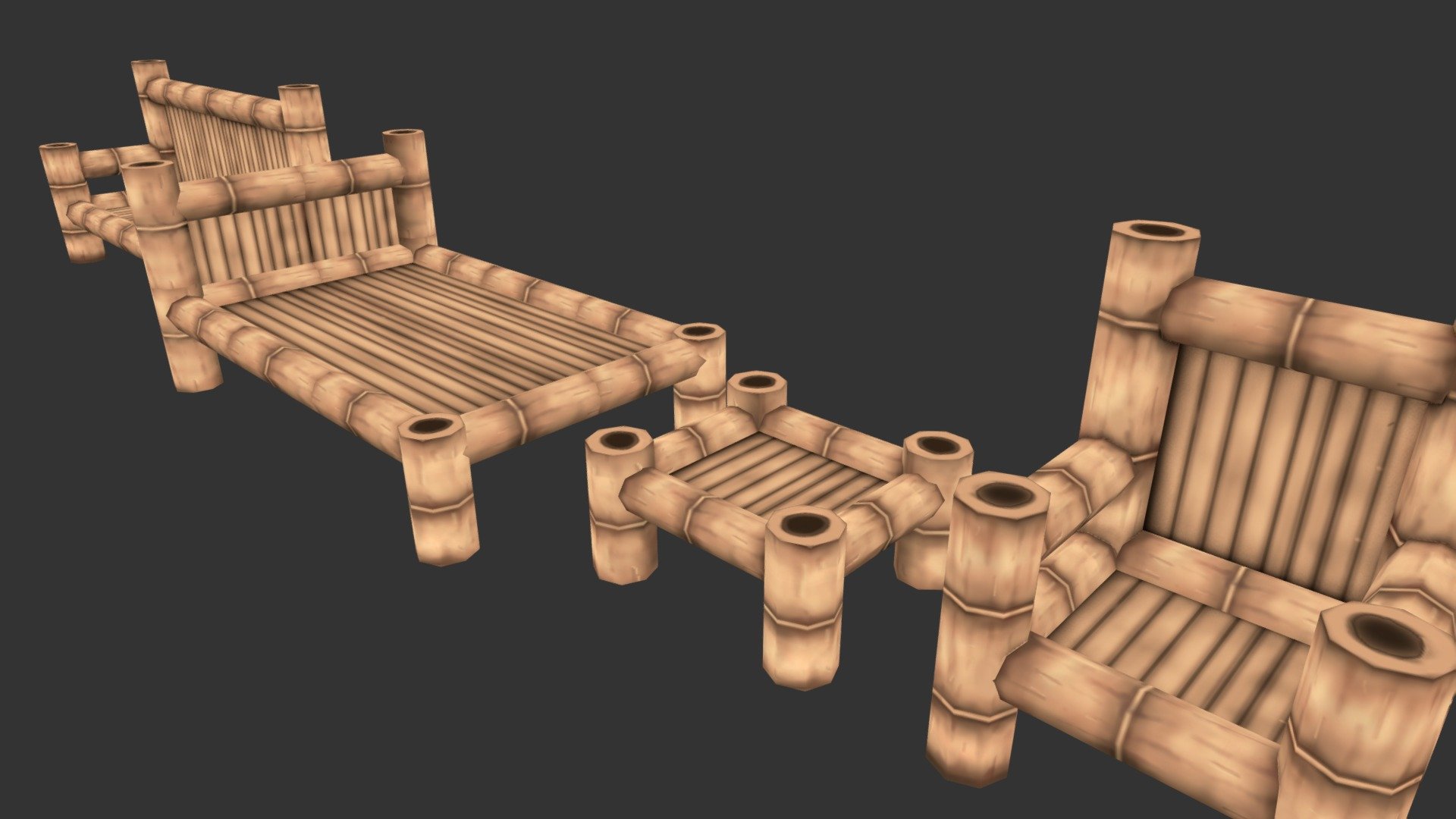 Handpainted Low poly Bamboo Furniture