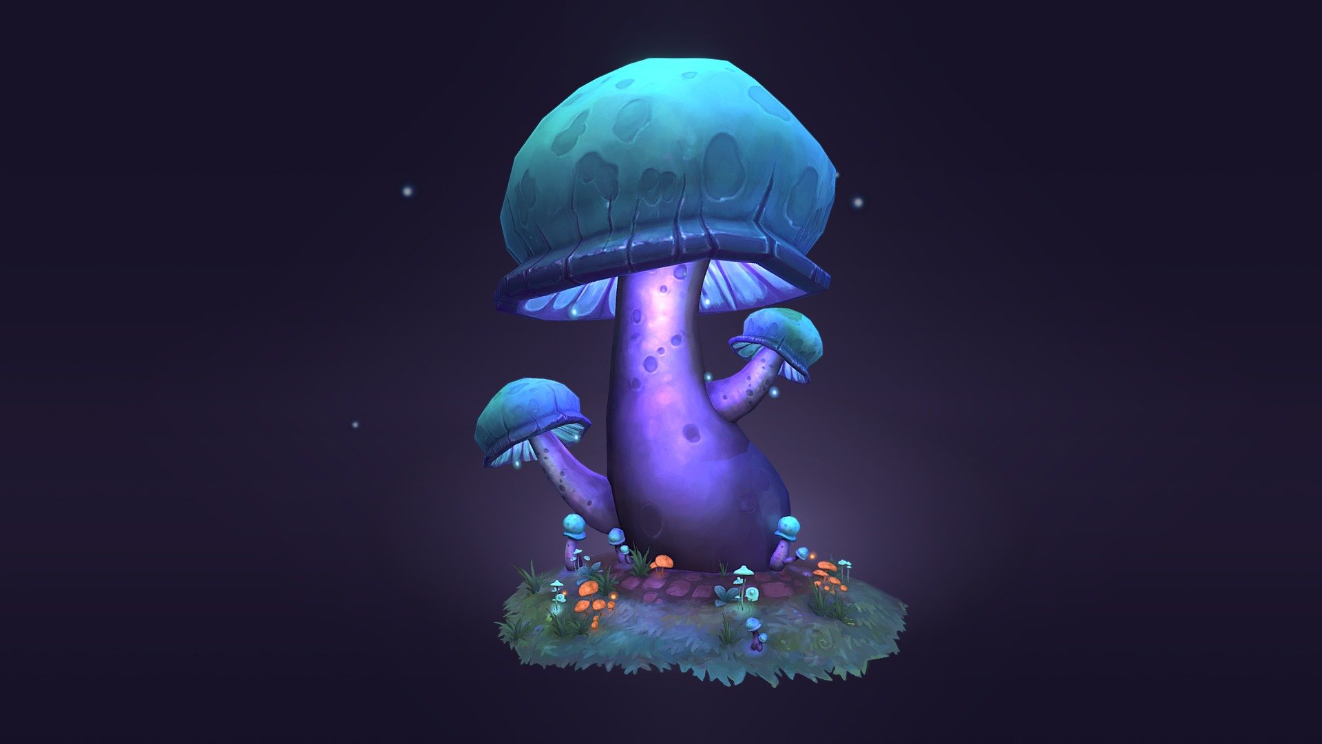 Handpainted Melongena Cap Mushroom