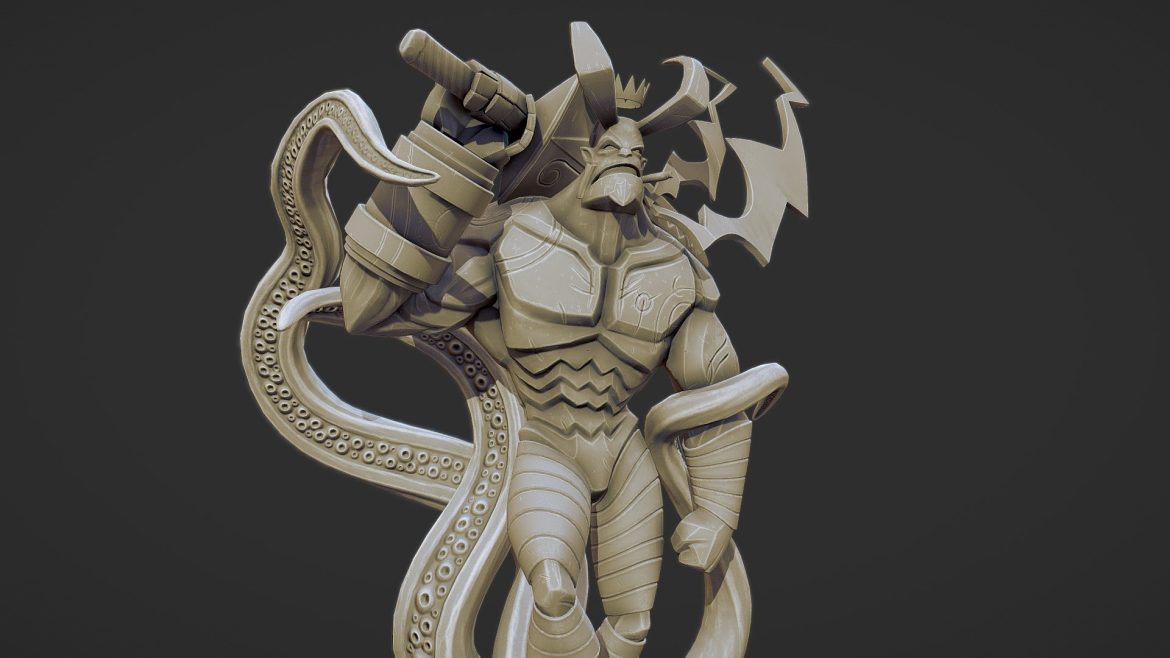 hellboy clay render 3d model