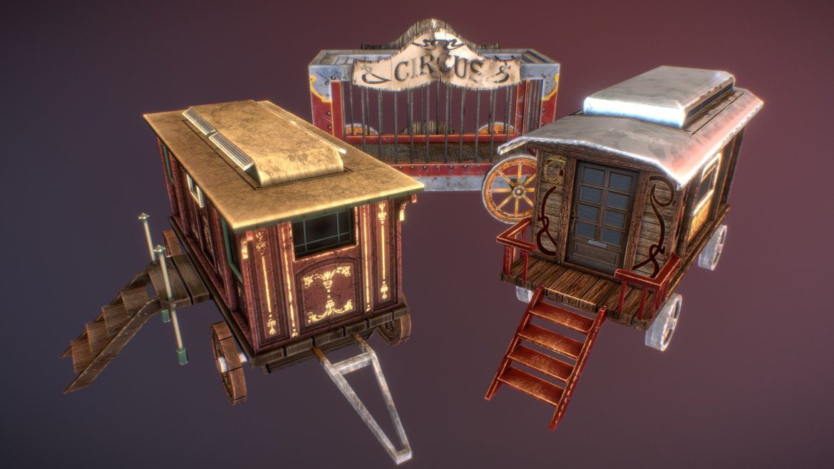 horror circus vagons 3d model