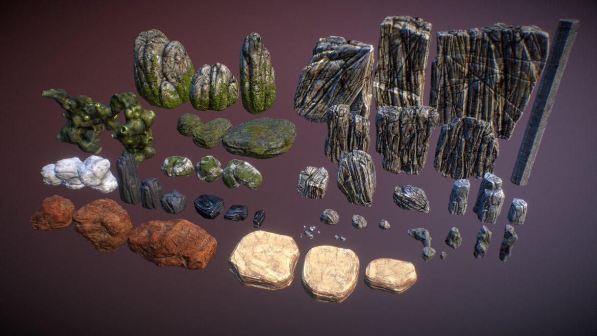 huge rocks pack 3d model