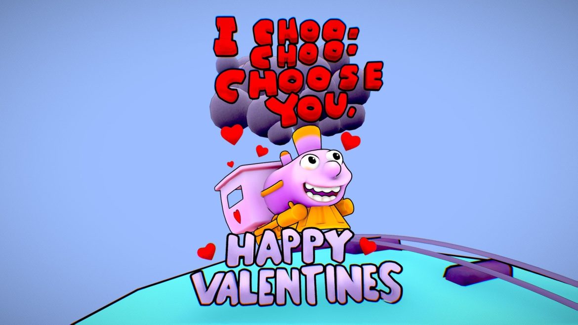 i choo choo choose you valentines day card 3d model