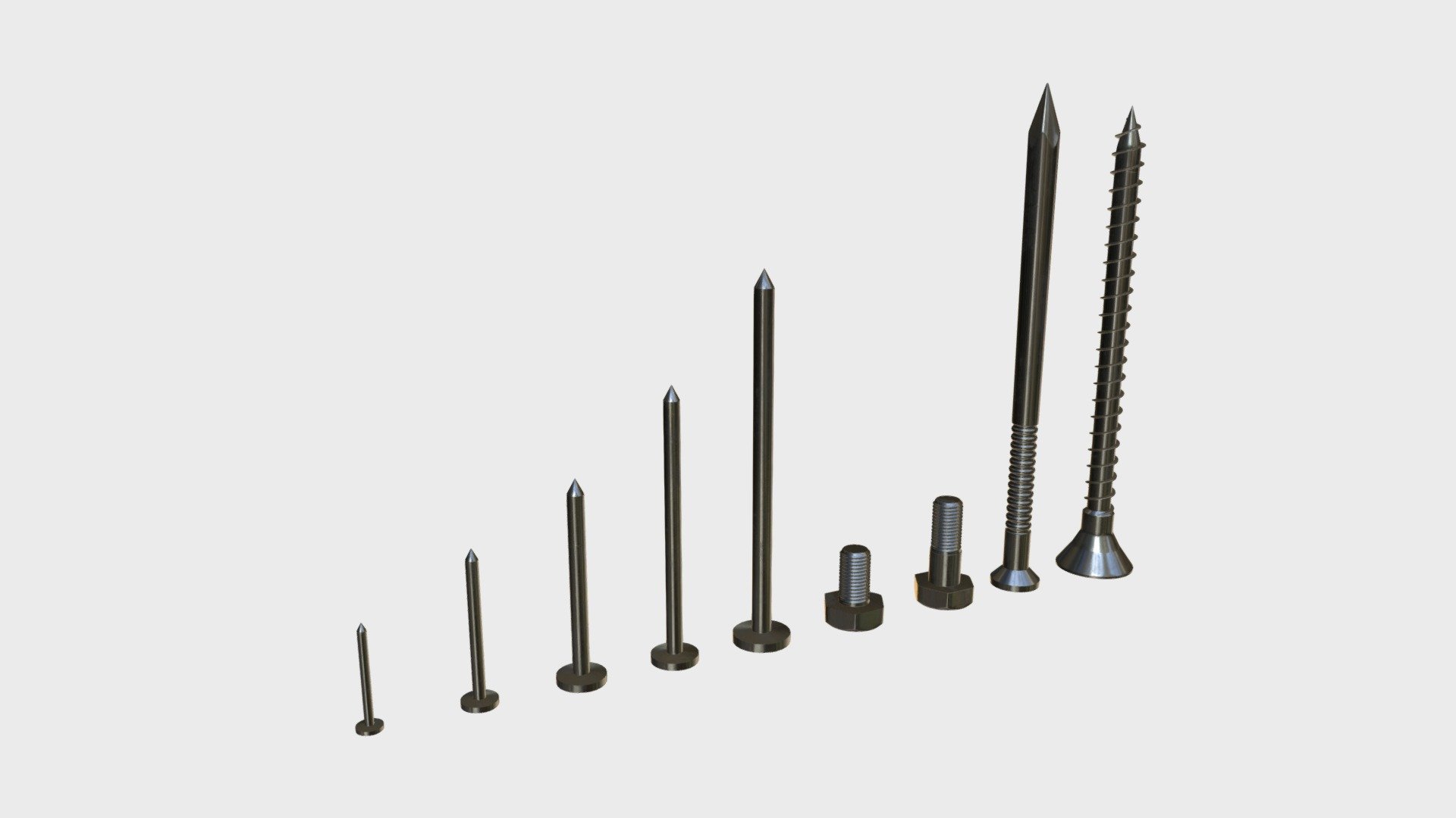 Iron nails and screws set