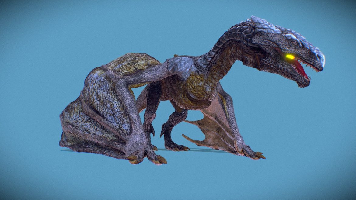 Irval Wyvern 3d Model - Irval the Wyvern low poly 3d model in a fantasy art style