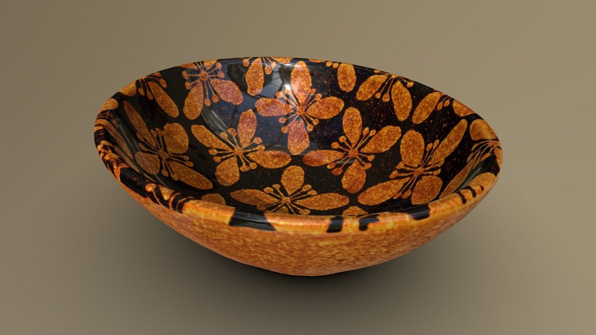 japanese bowl flower pattern 3d model