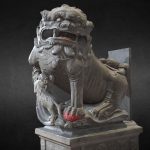 lion statue 016f 3d model
