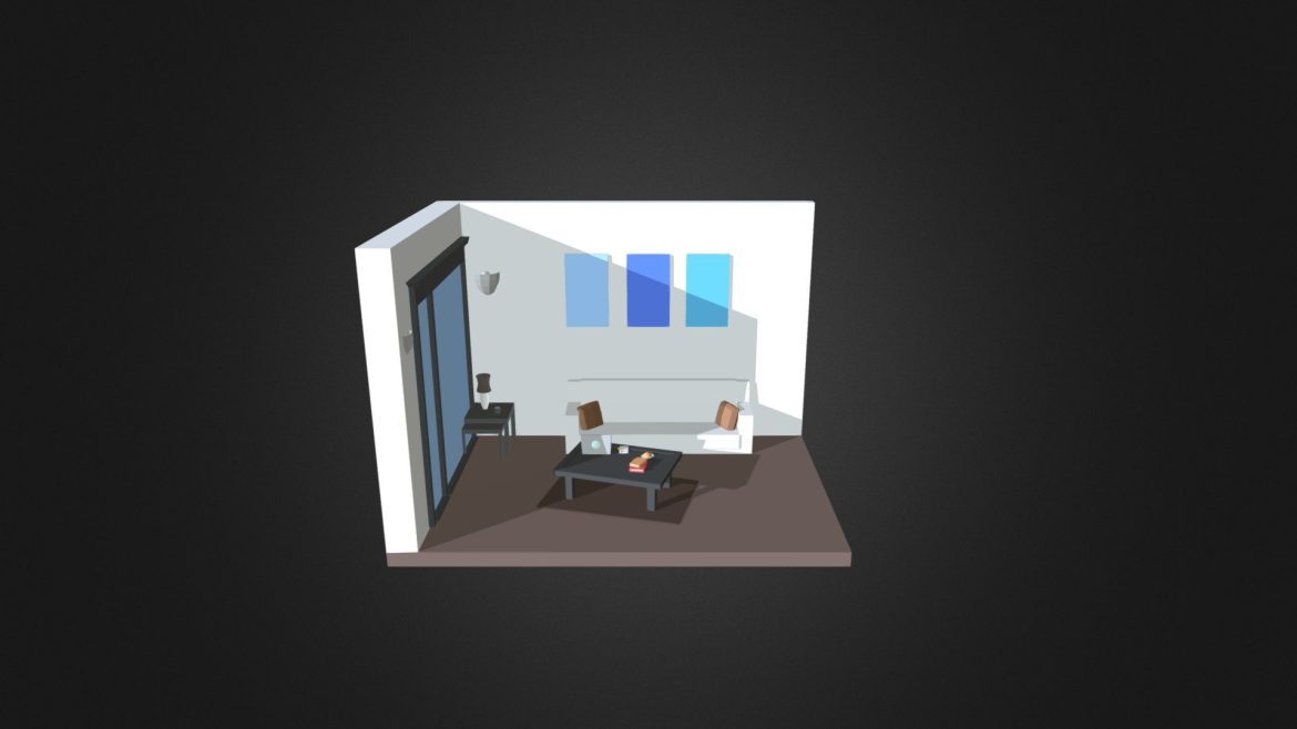 living room blue 3d model
