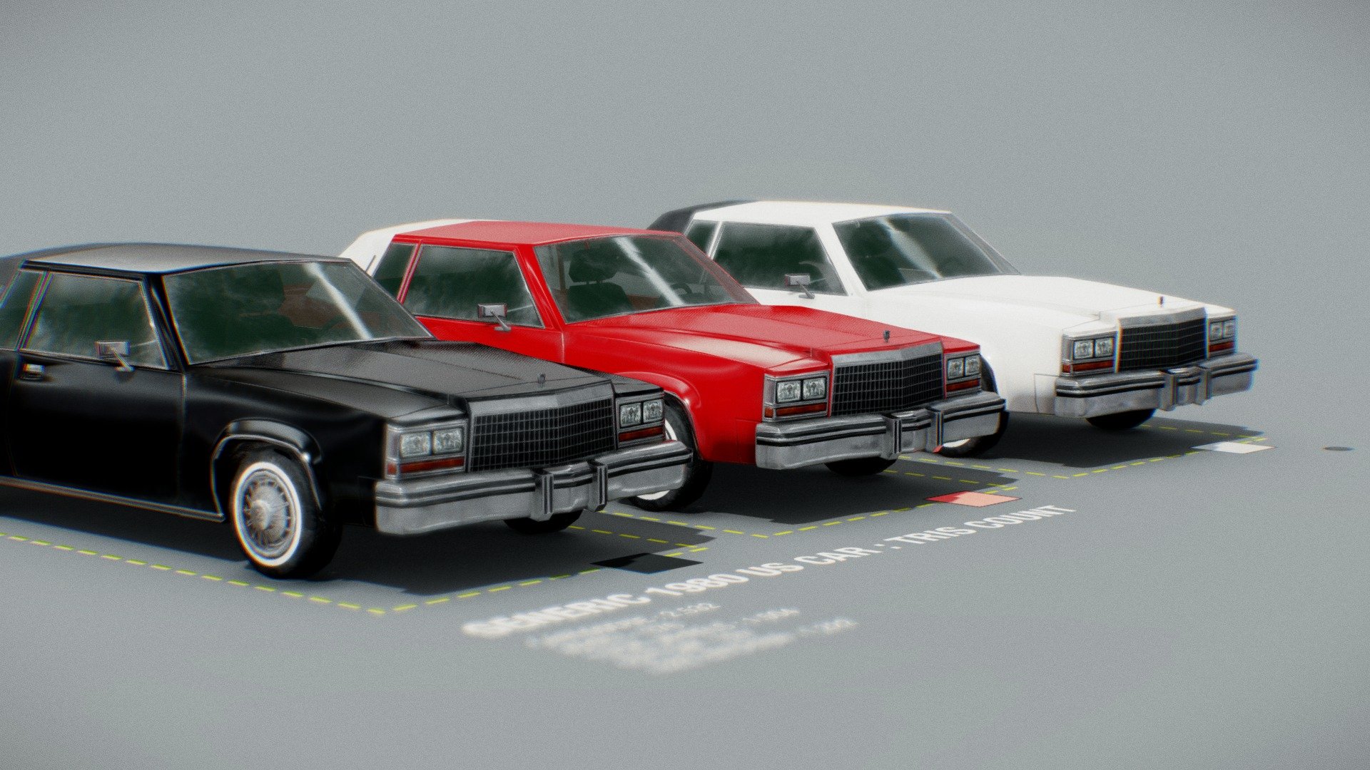 Low poly 1980 American Car – Store pack
