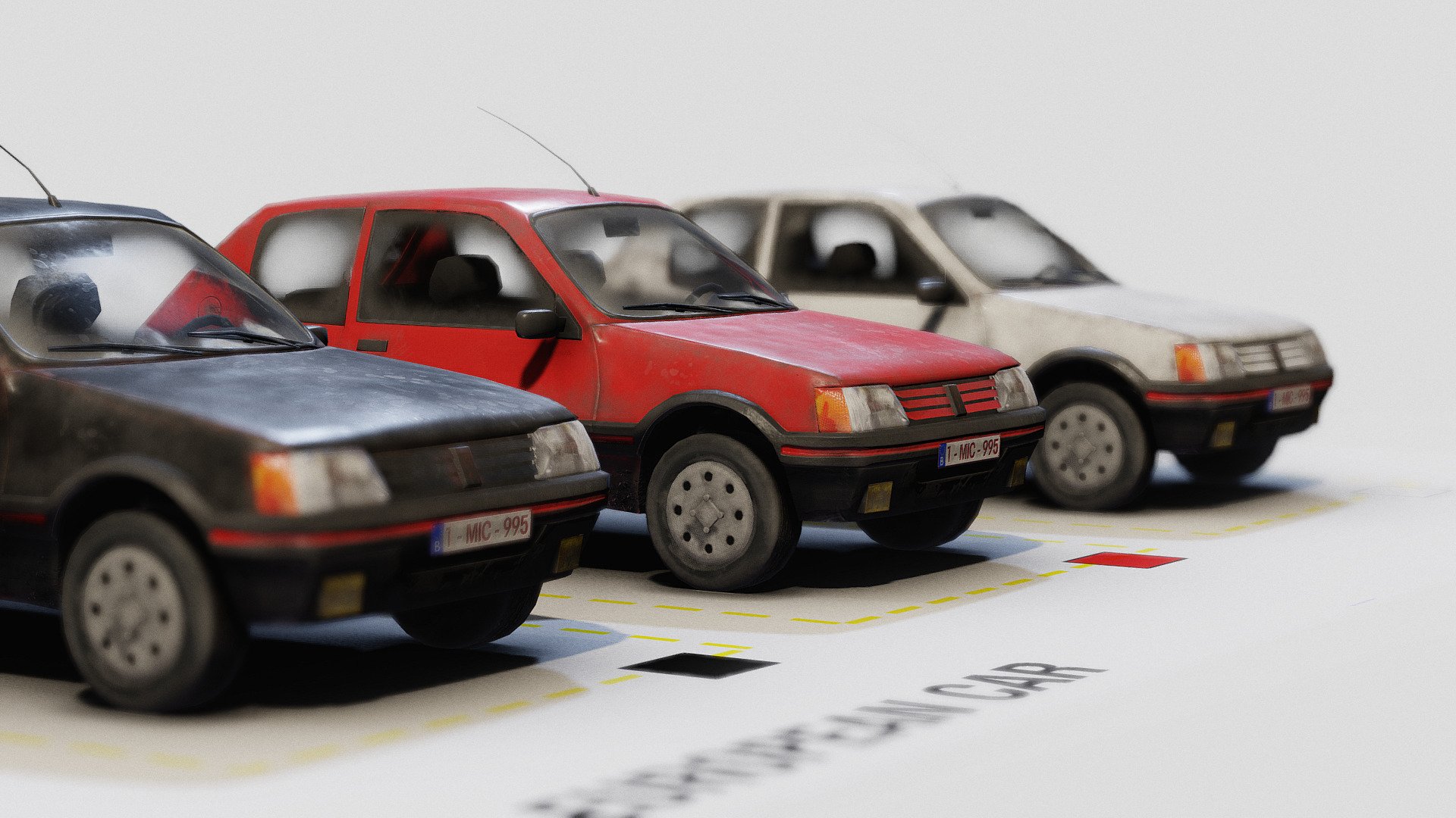 Low poly 80′-90’s European Car – Store pack